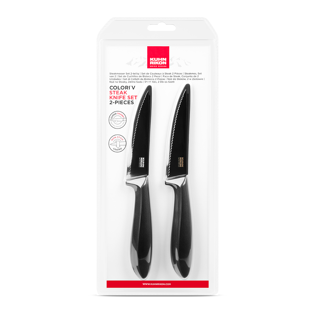 KUHN RIKON COLORI®V Steakmesser 2er Set, schwarz