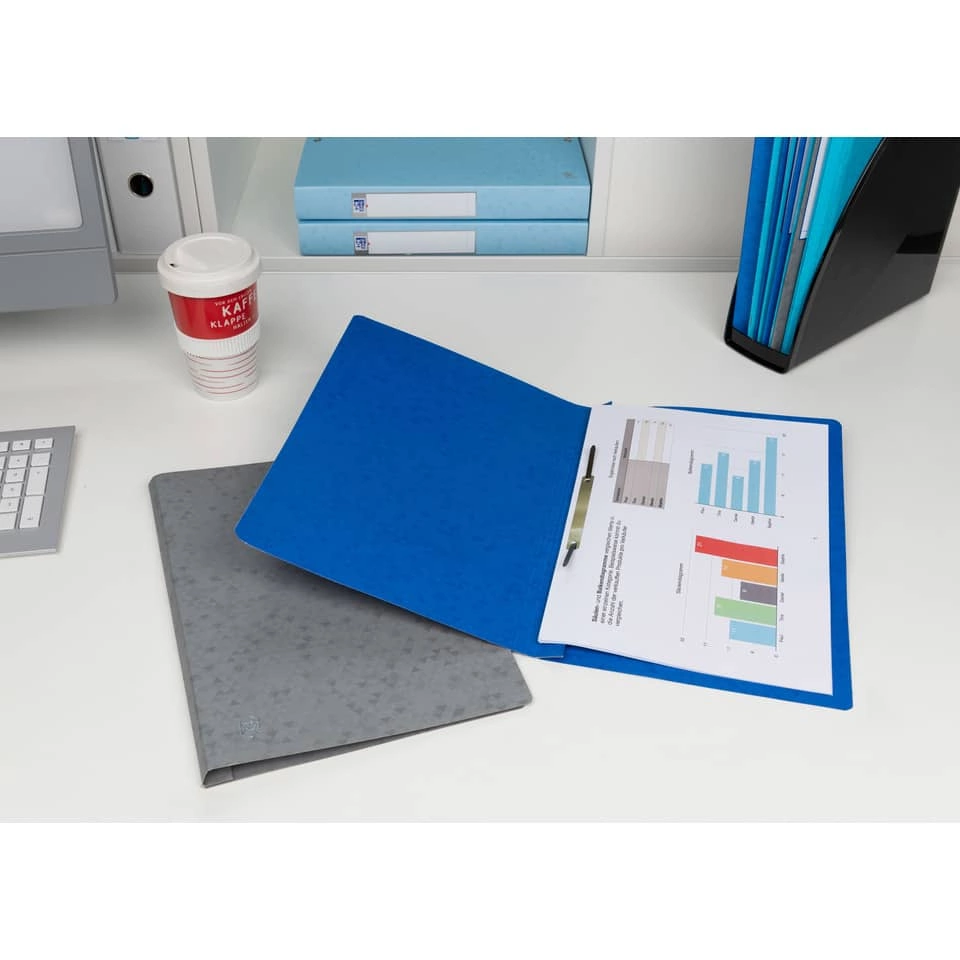 OXFORD Schnellhefter TOP FILE+ - A4, Karton 390g/qm, kfm. und Amtsheftung, blau