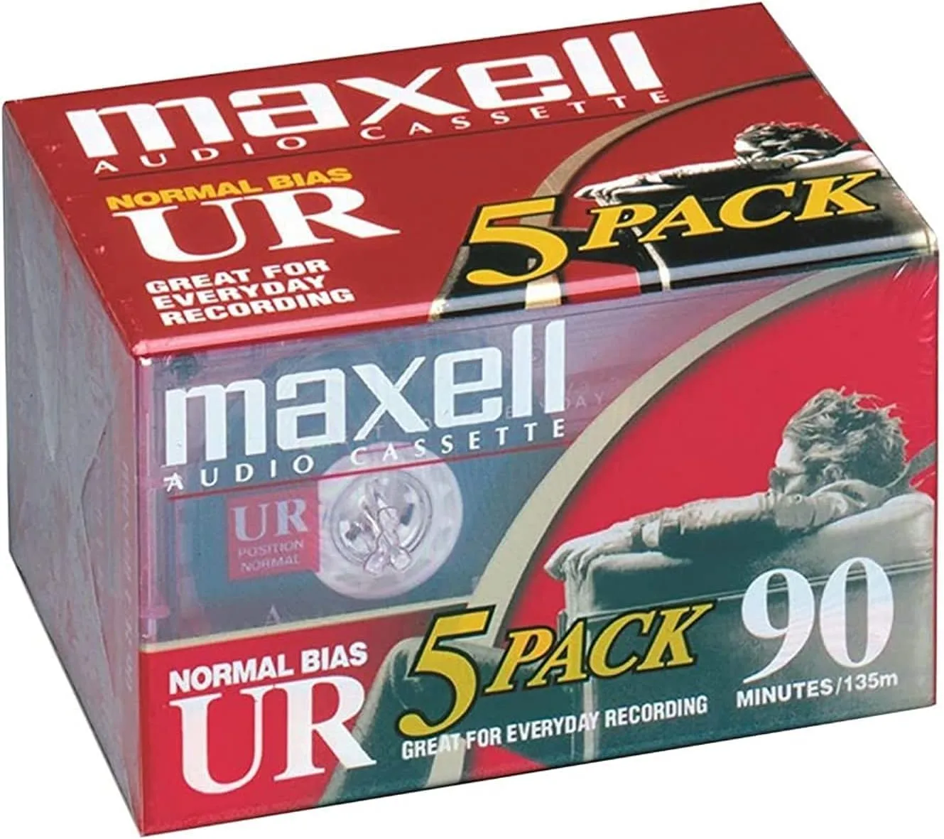 Maxell UR Normal Bias 90 Minuten / 135m Audio Recording Kassette / 5er Pack