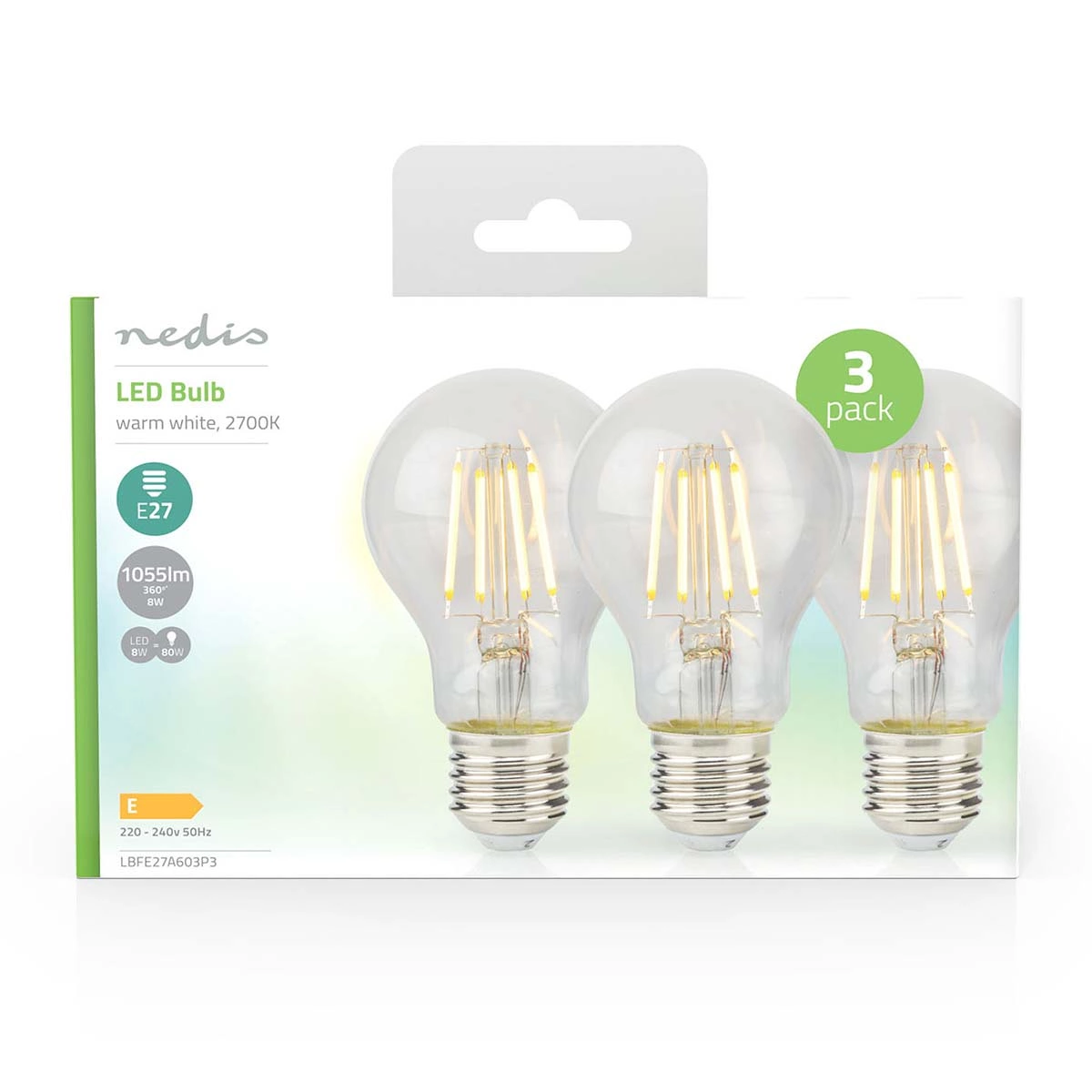 LED-Filament-Lampe E27, 3 Stück
