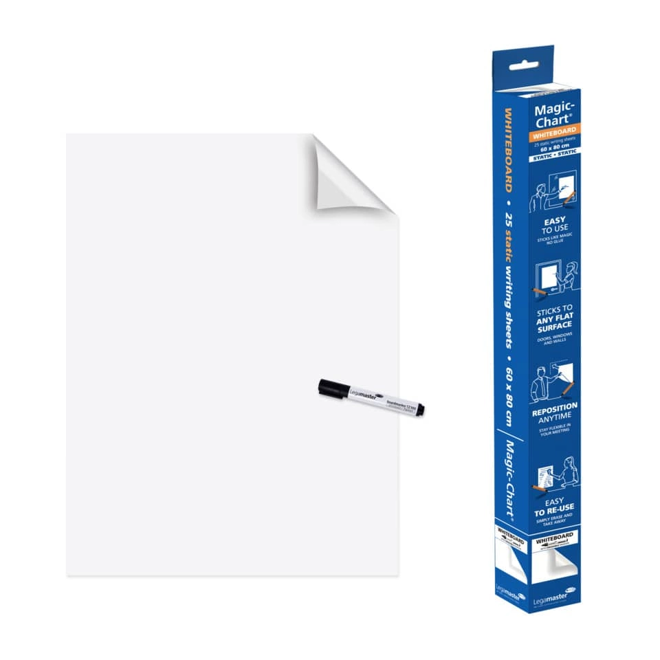 Legamaster Schreibfolie Magic-Chart whiteboard - 60 x 80 cm, 25 Blatt, weiß, blanko