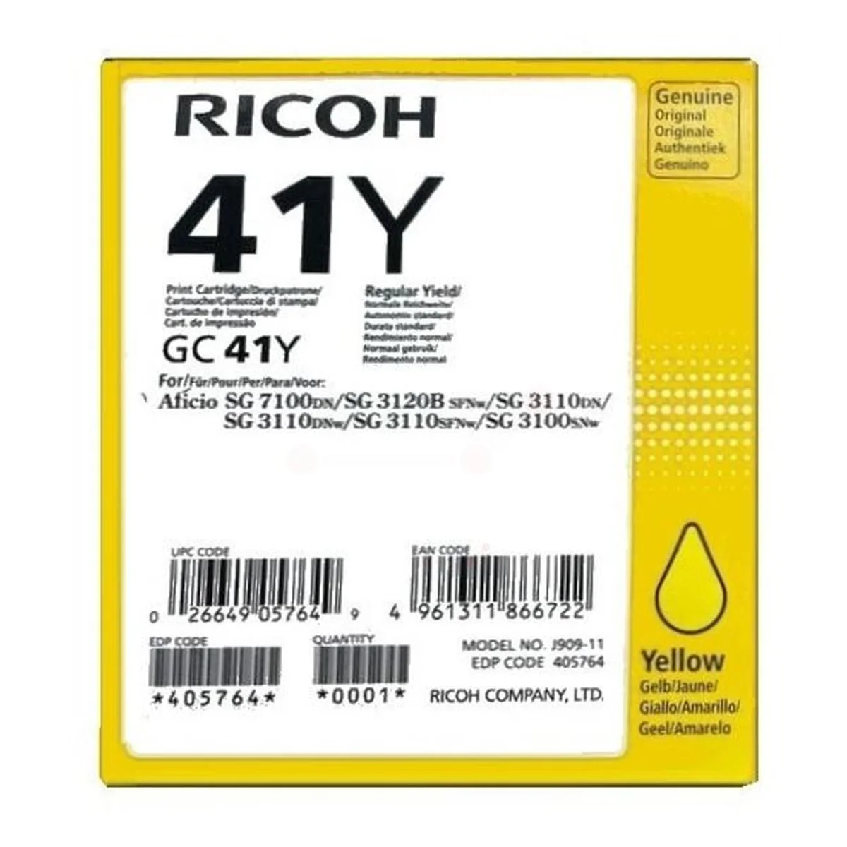 Ricoh Druckerpatrone 'GC-41Y' gelb 2.200 Seiten