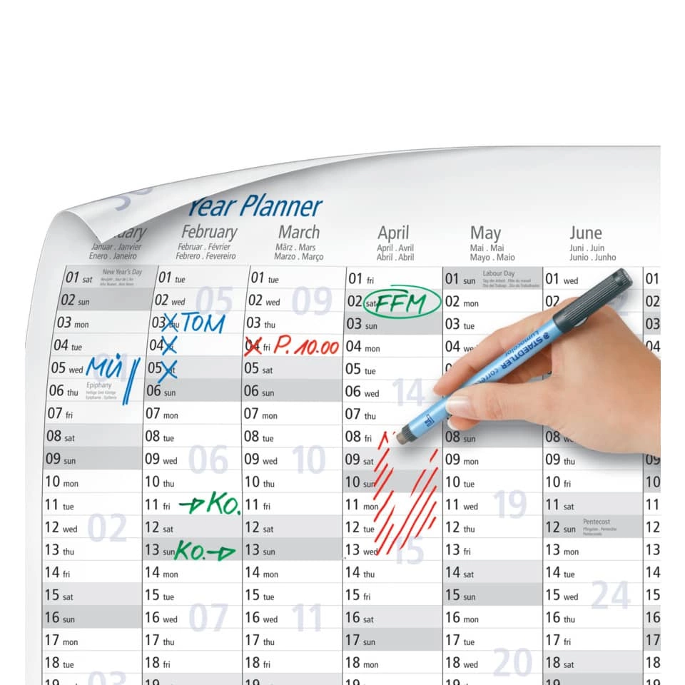 Jahresplaner Lumocolor - 84 x 60 cm, inkl. Folienstift