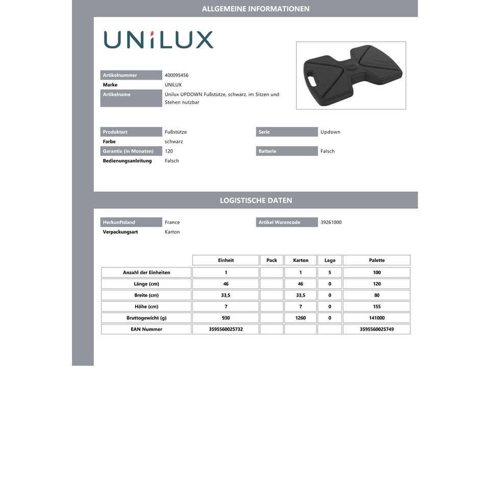 UNILUX UPDOWN Balance-Fußstütze