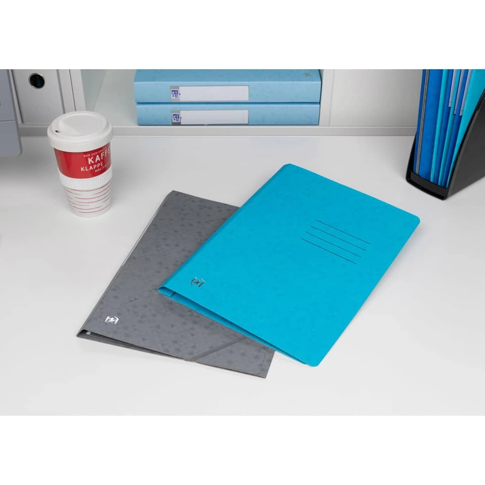 OXFORD Schnellhefter TOP FILE+ - A4, Karton 390g/qm, kfm. und Amtsheftung, aqua